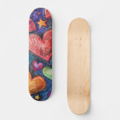 Hand getrokken harten & sterren persoonlijk skateboard (Voorkant)