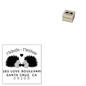 Hand-getrokken Hedgehog & Hart Bruiloft Retouradre Rubberstempel (Gestempeld)
