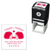 Hand-getrokken Hedgehog & Hart Bruiloft Retouradre Zelfinktende Stempel (In situ)