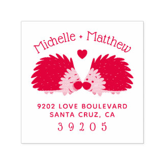 Hand-getrokken Hedgehog & Hart Bruiloft Retouradre Zelfinktende Stempel