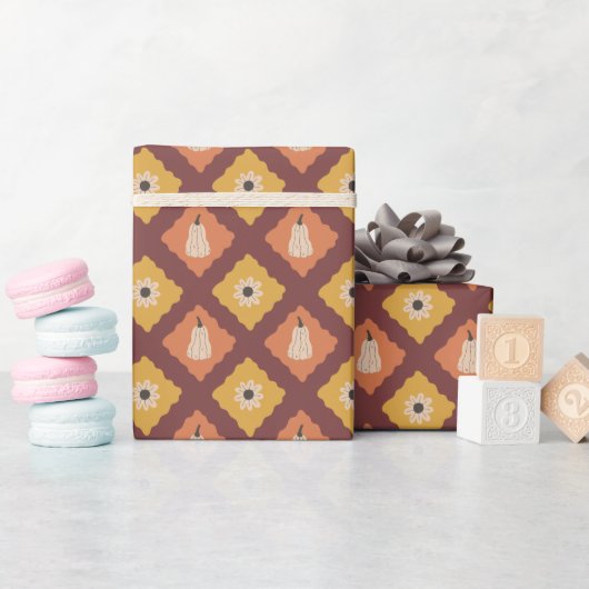 Hand getrokken herfst diamant inpakpapier Roll (Baby Shower)