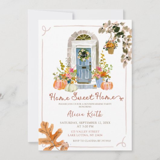 Hand getrokken Herfst Herfst Housewarming Party Kaart (Voorkant)