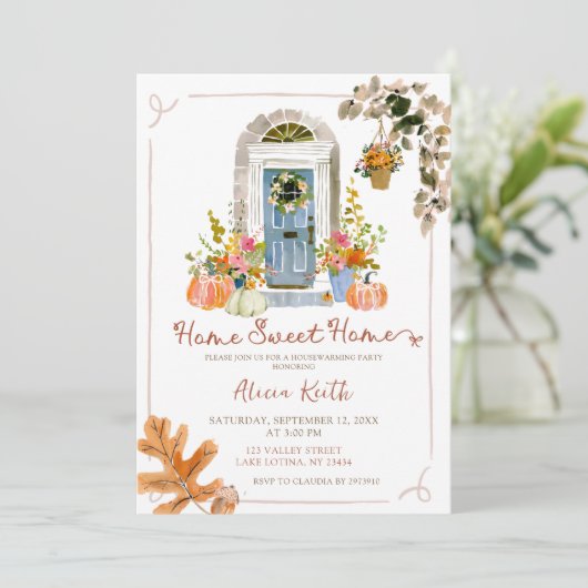Hand getrokken Herfst Herfst Housewarming Party Kaart (Staand voorkant)