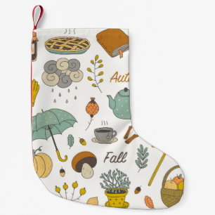 Hand getrokken Herfst: kleurrijke set Kleine Kerstsok