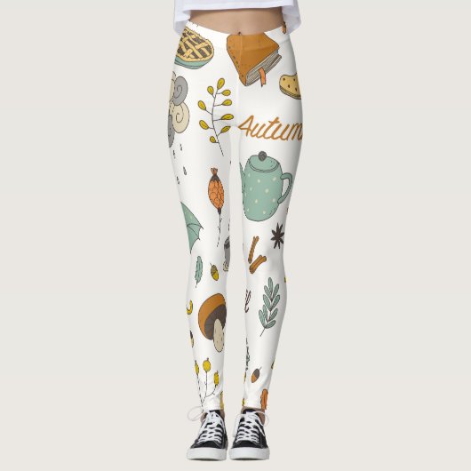 Hand getrokken Herfst: kleurrijke set Leggings (Voorkant)