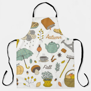 Hand getrokken Herfst: kleurrijke set Schort