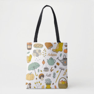 Hand getrokken Herfst: kleurrijke set Tote Bag