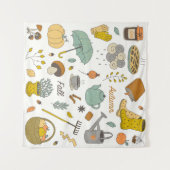 Hand getrokken Herfst: kleurrijke  set Wandkleed (Voorkant (horizontaal))