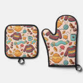 Hand getrokken herfst voor papa in Vaderdag Ovenwant & Pannenlap Set (Voorkant)