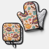 Hand getrokken herfst voor papa in Vaderdag Ovenwant & Pannenlap Set (Voorkant / Achterkant)