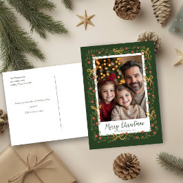 Hand getrokken Holiday Krans & Bogen Foto Briefkaa Feestdagenkaart