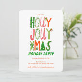Hand getrokken Holly Jolly Kerstmis CUSTOM Holiday Kaart (Staand voorkant)