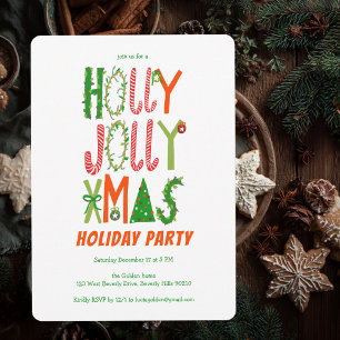 Hand getrokken Holly Jolly Kerstmis CUSTOM Holiday Kaart