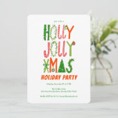 Hand getrokken Holly Jolly Kerstmis CUSTOM Holiday Kaart (Staand voorkant)