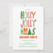 Hand getrokken Holly Jolly Kerstmis CUSTOM Holiday Kaart (Voorkant)