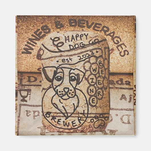 Hand getrokken hond brouwerij magneet (Voorkant)