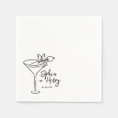 Hand getrokken hond en Martini grillige bruiloft Servet (Voorkant)