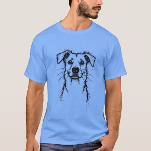 Hand getrokken hond illustratie t-shirt (Voorkant)