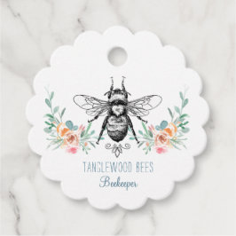 Hand getrokken Honing Bijenimker Apiary Bloemen Pr Bedankjes Labels