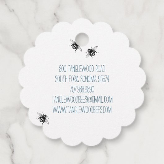 Hand getrokken Honing Bijenimker Apiary Bloemen Pr Bedankjes Labels (Achterkant)