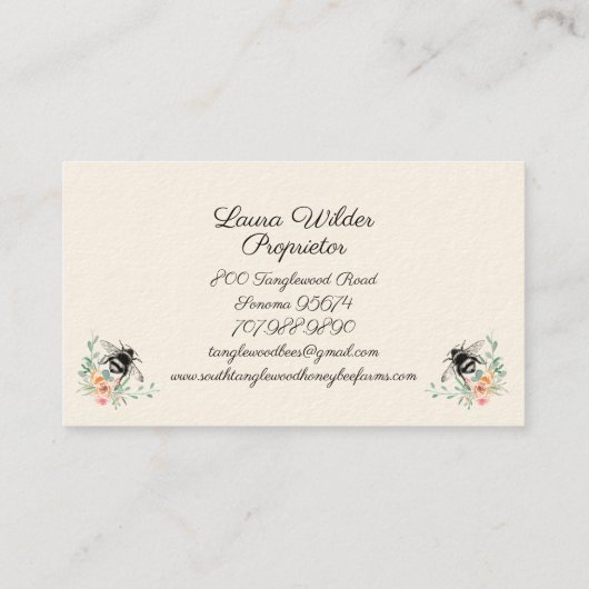 Hand getrokken honingbij bijenbijenbijenhouder visitekaartje (Achterkant)