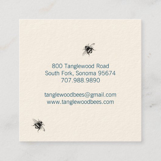 Hand getrokken honingbijen producten Bloemen Vierkante Visitekaartje (Achterkant)