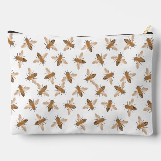Hand getrokken Honingbijen Rits Pouch Etui (Achterkant)