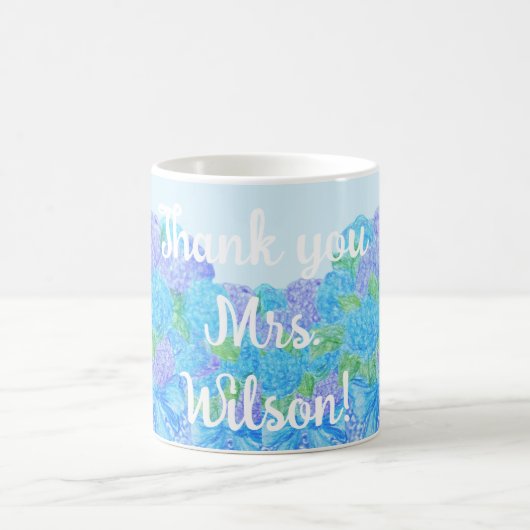 Hand getrokken hortensia in vaas koffiemok (Center)