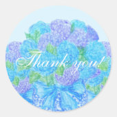 Hand getrokken hortensia in vaas ronde sticker (Voorkant)