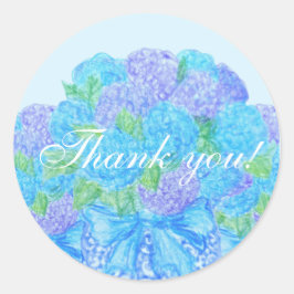 Hand getrokken hortensia in vaas ronde sticker