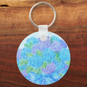 Hand getrokken hortensia in vaas sleutelhanger (Achterkant)