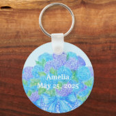 Hand getrokken hortensia in vaas sleutelhanger (Voorkant)