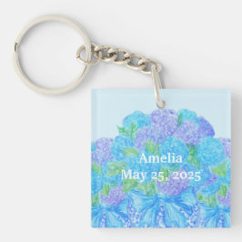 Hand getrokken hortensia in vaas sleutelhanger