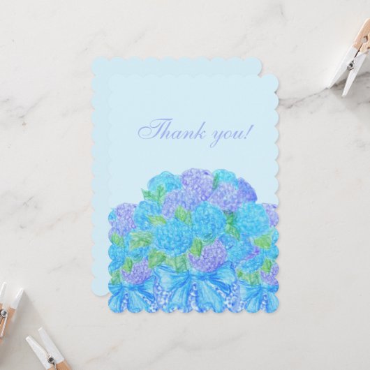 Hand getrokken hortensia's in een vaas kaart (Voorkant / Achterkant in situ)