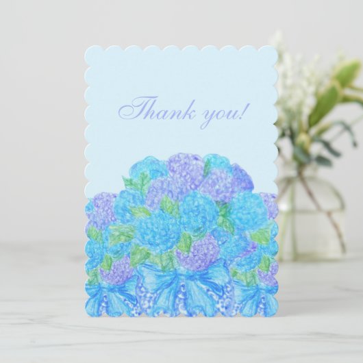 Hand getrokken hortensia's in een vaas kaart (Staand voorkant)