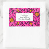 Hand getrokken Hot Roze & Sinaasappel Daisies Labe Rechthoekige Sticker (Tas)