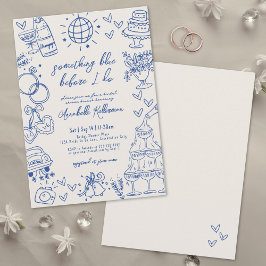 Hand getrokken Iets blauw Vrijgezellenfeest Kaart