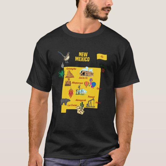 Hand getrokken illustratie van New Mexico kaart To T-shirt (Voorkant)