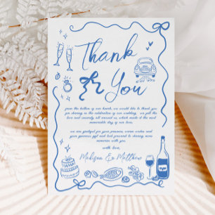 Hand getrokken illustraties Doodles bruiloft Bedankkaart