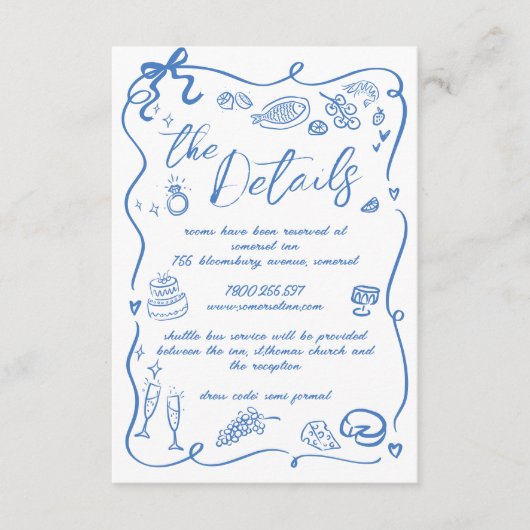 Hand getrokken illustraties Doodles bruiloft detai Informatiekaartje (Voorkant)