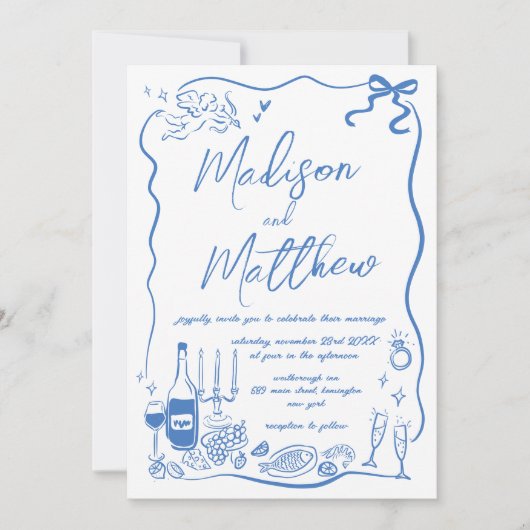 Hand getrokken illustraties Doodles bruiloft Kaart (Voorkant)