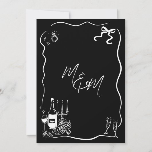 Hand getrokken illustraties Doodles bruiloft Kaart (Achterkant)