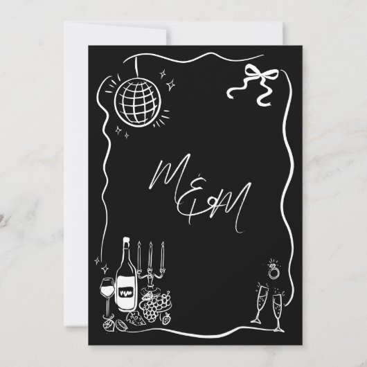 Hand getrokken illustraties Doodles bruiloft parti Kaart (Achterkant)