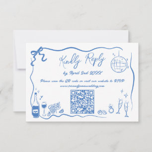 Hand getrokken illustraties Doodles bruiloft QR-co RSVP Kaartje