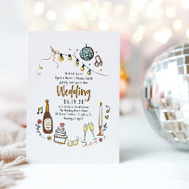Hand getrokken illustraties Doodles Funky Wedding Kaart