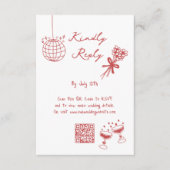 Hand getrokken illustraties Doodles Maroon bruilof Informatiekaartje (Voorkant)