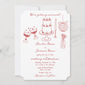 Hand getrokken illustraties Doodles Maroon bruilof Kaart (Voorkant)