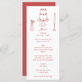 Hand getrokken illustraties Doodles Maroon bruilof Menu