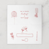 Hand getrokken illustraties Doodles Maroon bruilof Plaatskaartje (Buitenkant ongevouwen)