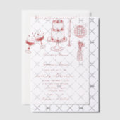 Hand getrokken illustraties Doodles Maroon bruilof Vellum Uitnodigingen (Offset (Uitnodiging))